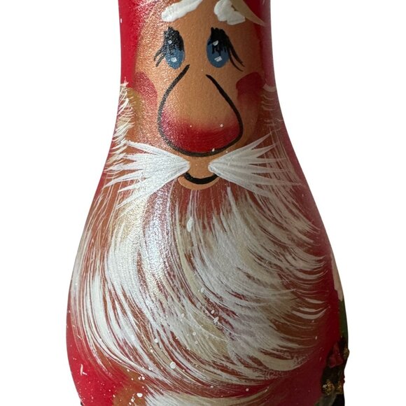 2 Santa Vases Handcrafted Whimsical 8 & 9" Hand Painted - Picture 2 of 6